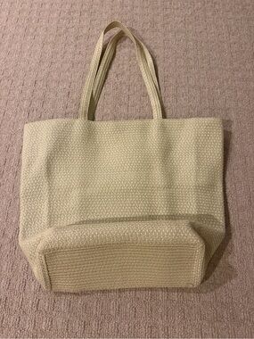 Oversized cream Woven Beach Tote Bag